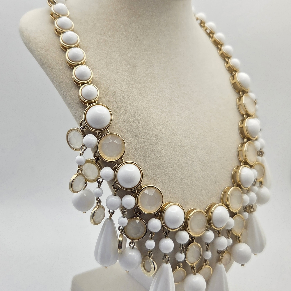 ​Banana Republic Milk White Cabochon Teardrop Statement Necklace